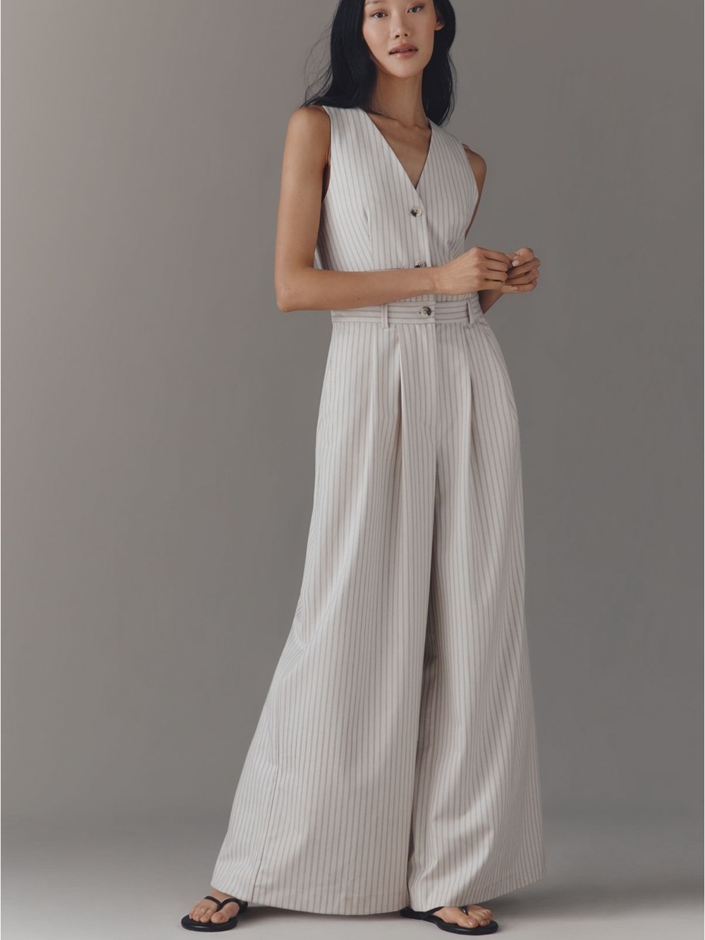 Anthropologie Avery Wide Leg Pleated Jumpsuit by Maeve